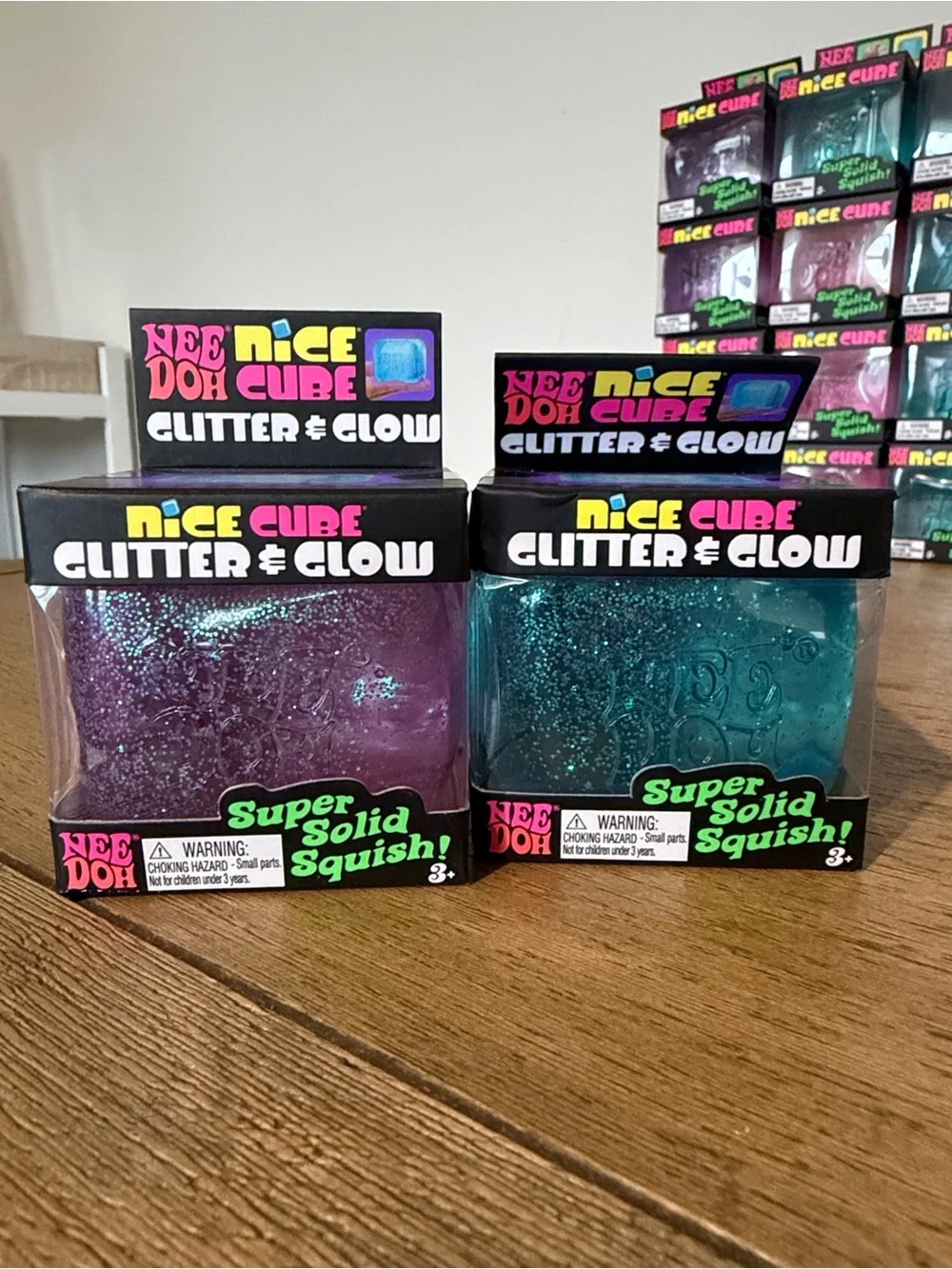 NeeDoh Nice Cube Glitter & Glow - Purple and Teal Combo - Ships Fast!